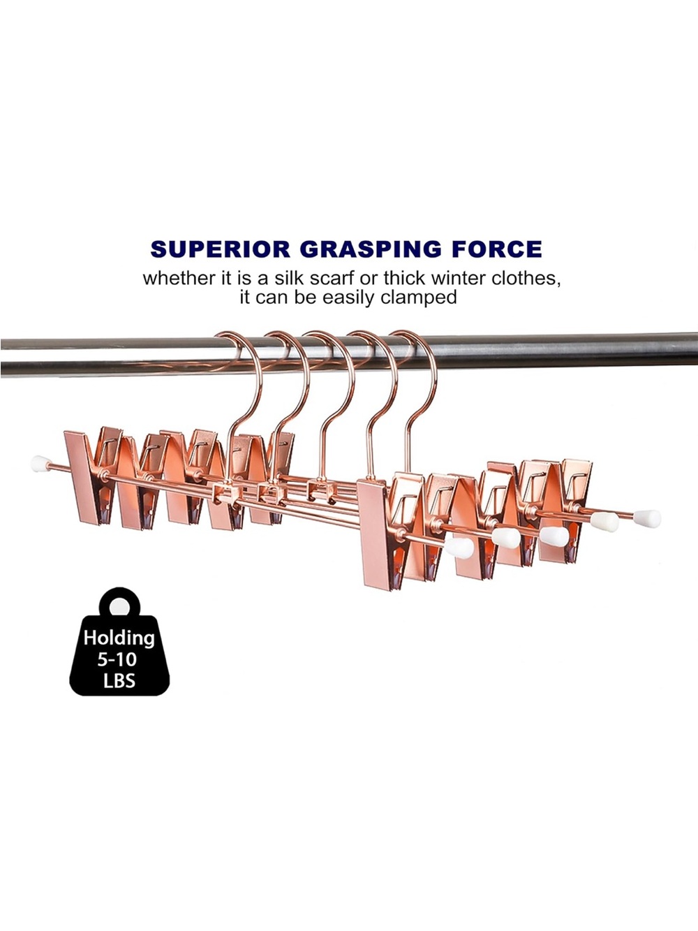 Rose Gold Metal Hanger with Clips - Picture 6 of 6